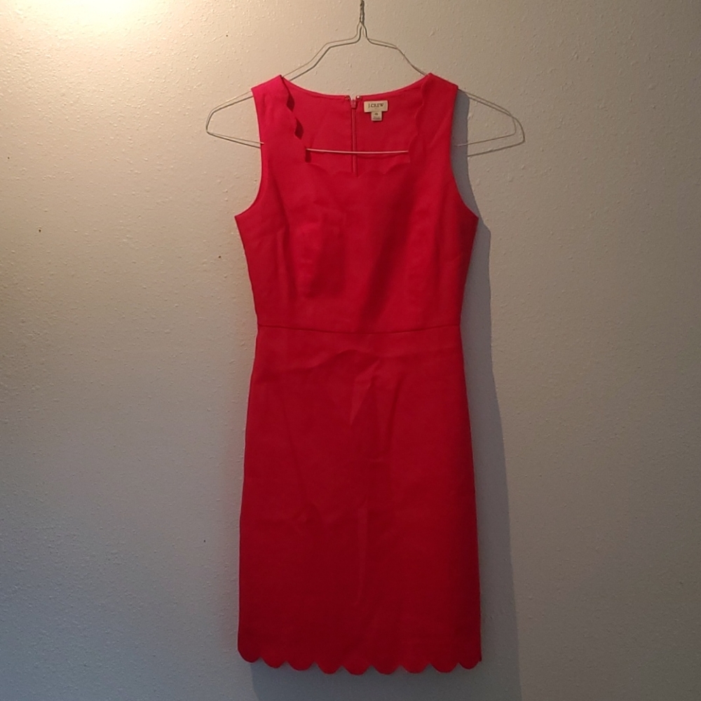 J. Crew Scalloped Hot Pink Dress